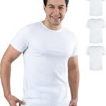 SKIPPER Pack of 3 Men's Crew Neck T-Shirt Basic T-Shirts in White I Undershirt made of 95% Cotton and 5% Elastane | Short Sleeve Undershirt for Men I OEKO-TEX Certified