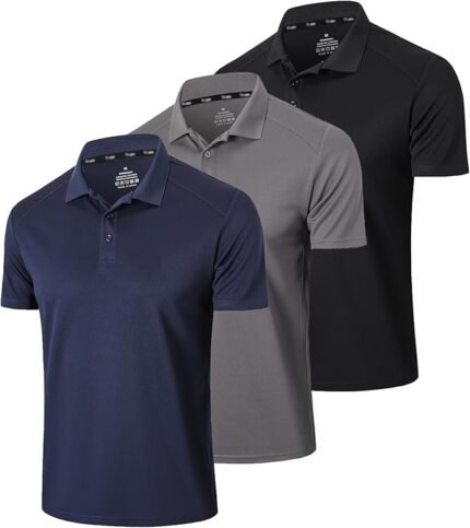 Gaiatiger Men's Polo Shirts,3 Pack Short Sleeves,Dry Fit Lightweight Golf Shirts,Breathable Men's Top,Work
